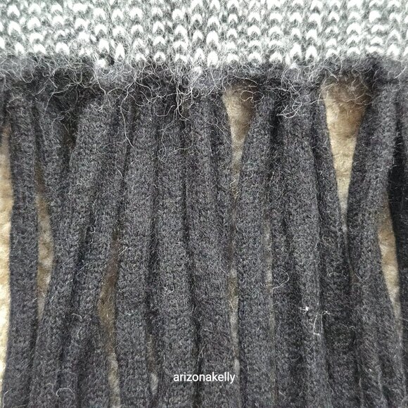 {{{Thick}}} Cashmere Wrap Birdseye Knit Black & White Symphony - Picture 8 of 14